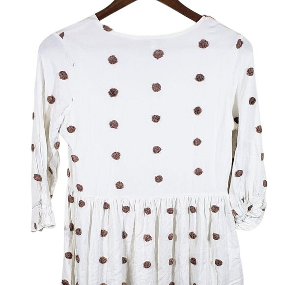 Polagram White Babydoll Midi Dress Women S Flowy LongSleeve Cottagecore Coquette - Picture 6 of 10